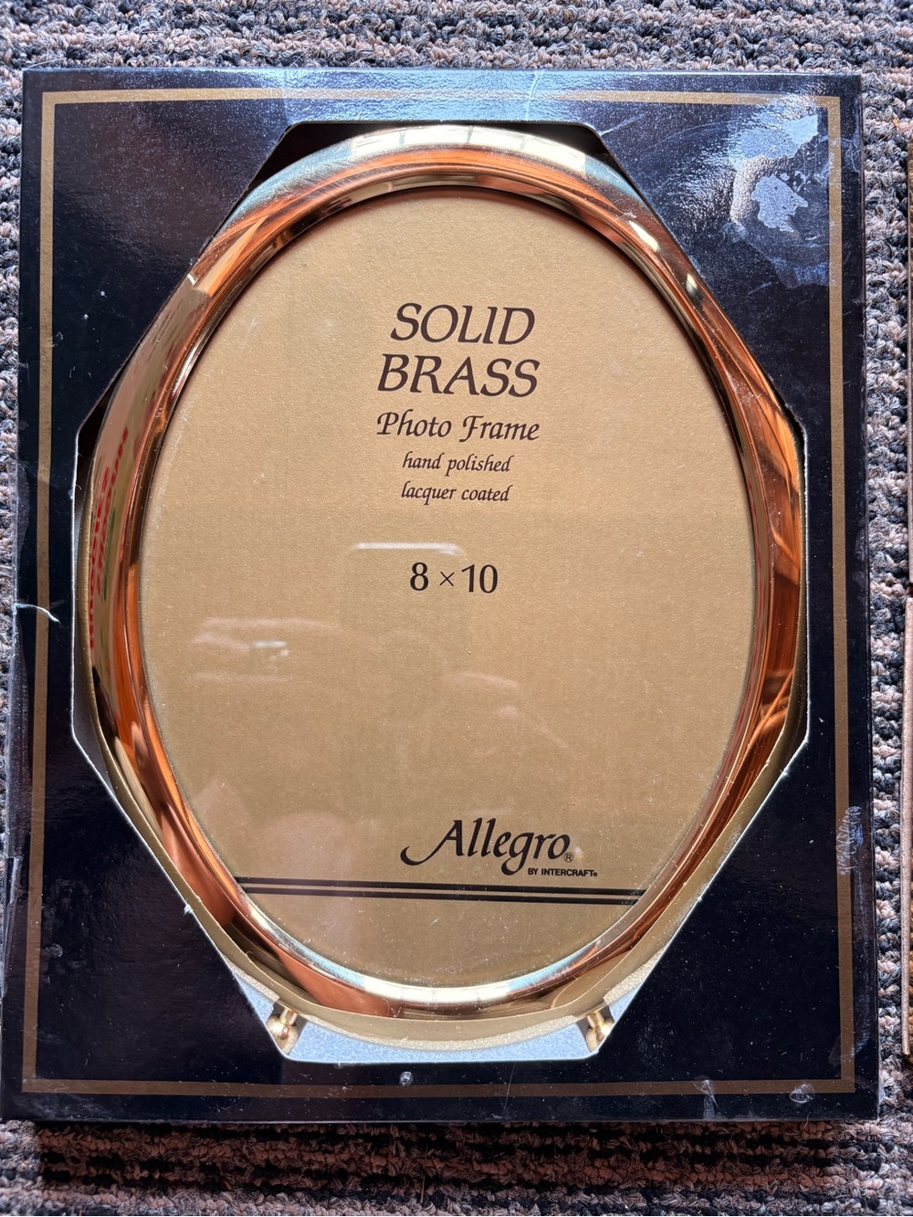 Vintage Solid Brass 8x10 Oval Photo Frame - Polished Gold